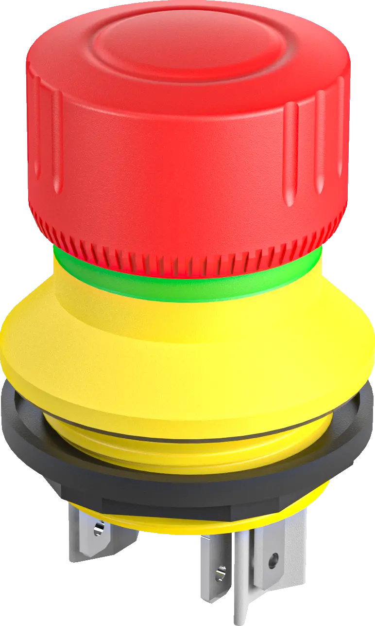 Emergency Stops compact panel mount UKCA rugged latching actuator