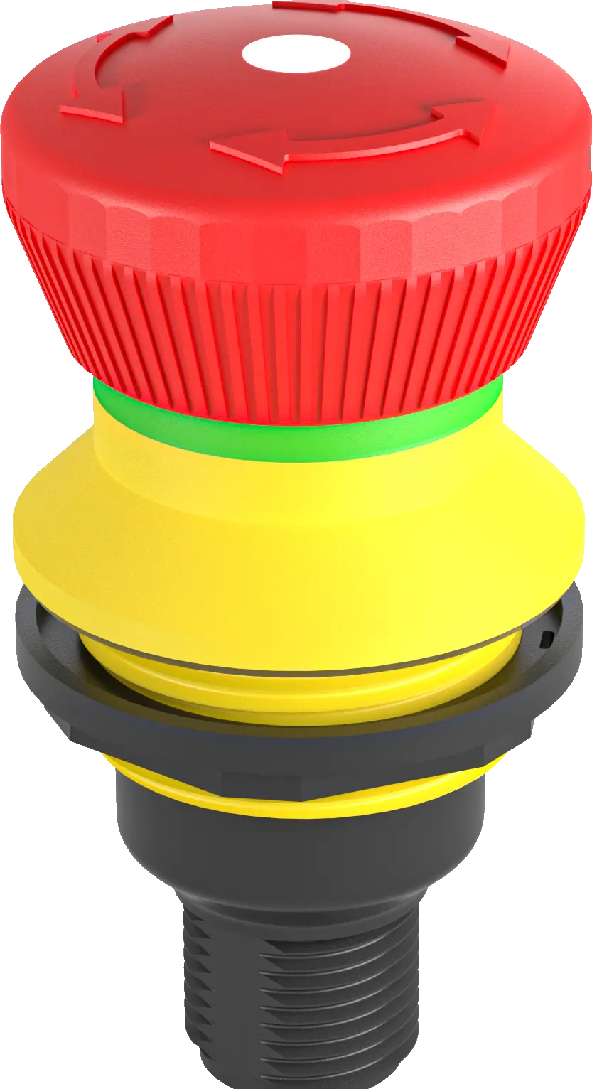 FRVKLOO_C233 22mm E Stop Pushbutton IP67 LED M12 2NC twist resets