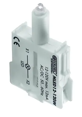 MLED12-120W White Illuminated Contact Block for Panels