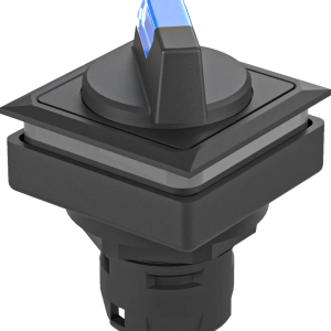 IP65 blue illuminated maintained selector head black bezel square