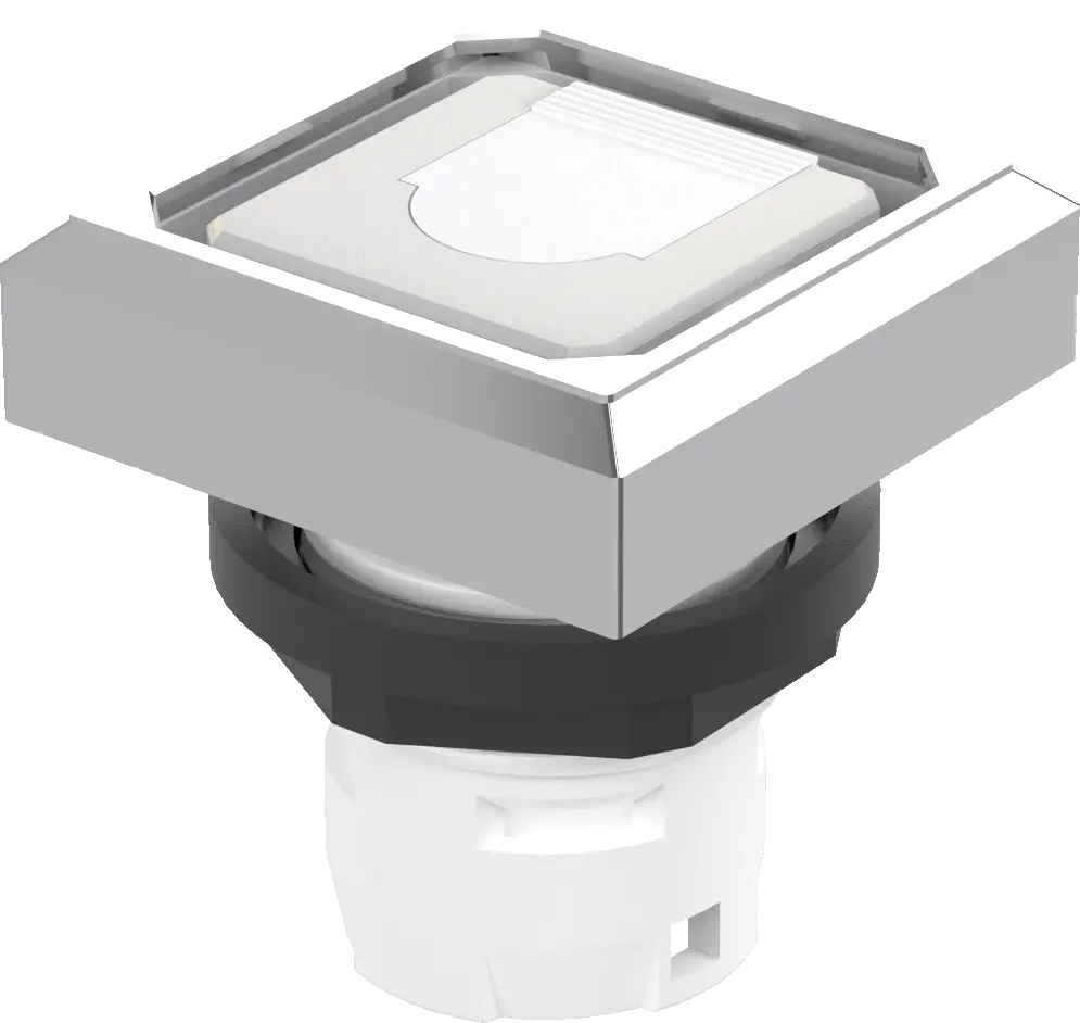 OKTRON illuminated pushbutton square LED IP65 silver bezel 16.2mm