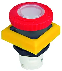 OKVLBM Illuminated E Stop Head IP65 twist release square bezel 16 OKVLBM Product Image