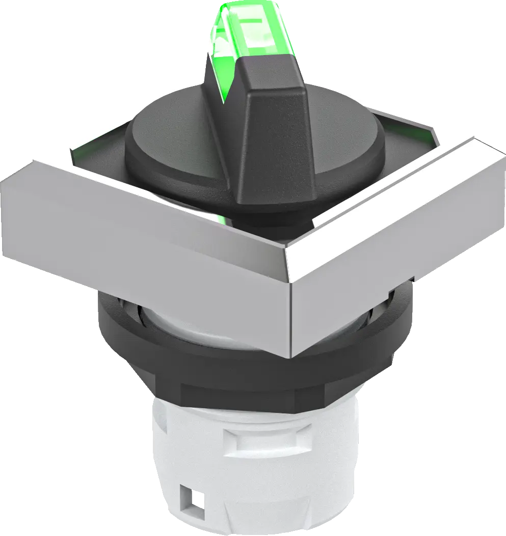 OKWALM_GN Illuminated Selector Head IP65 green 2 positions square