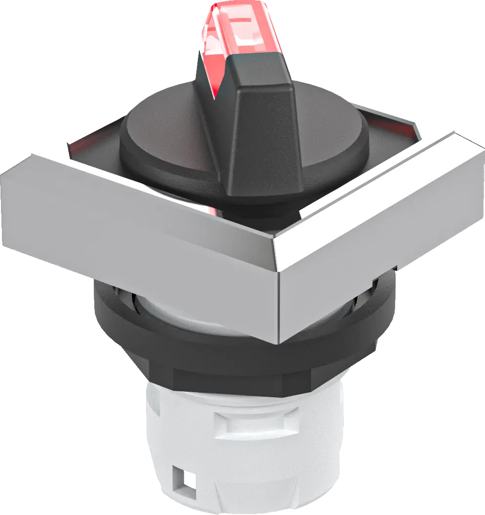 OKWALM_RT Illuminated Selector Red Square LED IP65 Maintained HMI