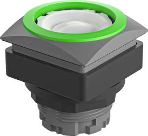 QRJTGN Illuminated Pushbutton Head green bezel square IP65 cutout QRJTGN Product Image