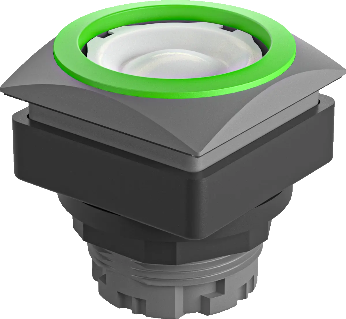 QRJTGN Illuminated Pushbutton Head green bezel square IP65 cutout