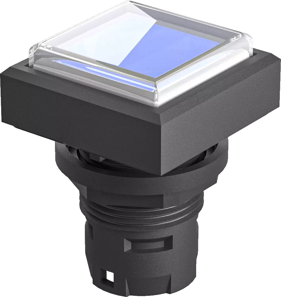 QXDMBL Illuminated Pushbutton Head Square Blue IP67 16.2mm Cutout