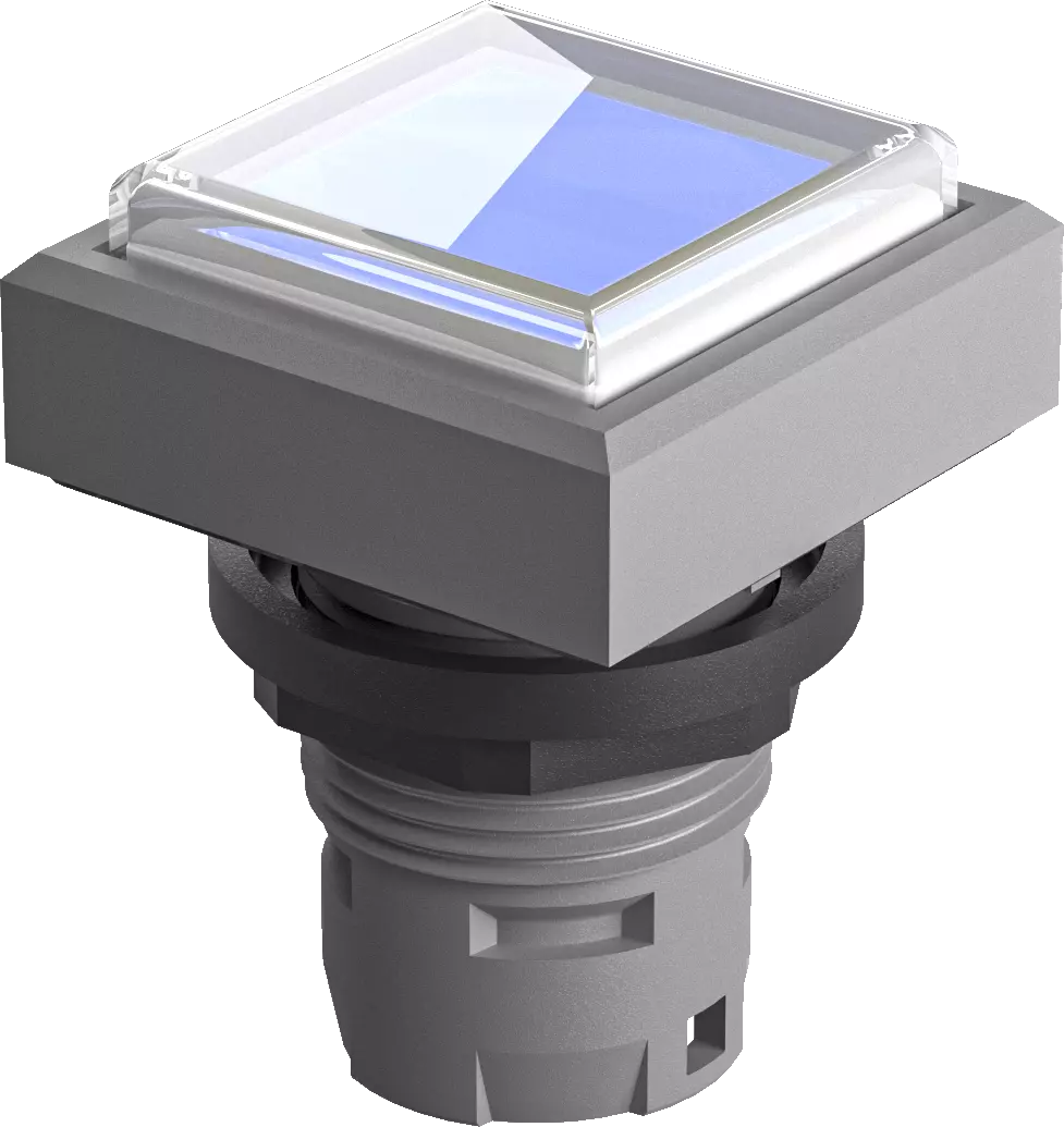 QXDMDGBL IP67 Illum Pushbutton Head square blue 16.2 mm panel HMI