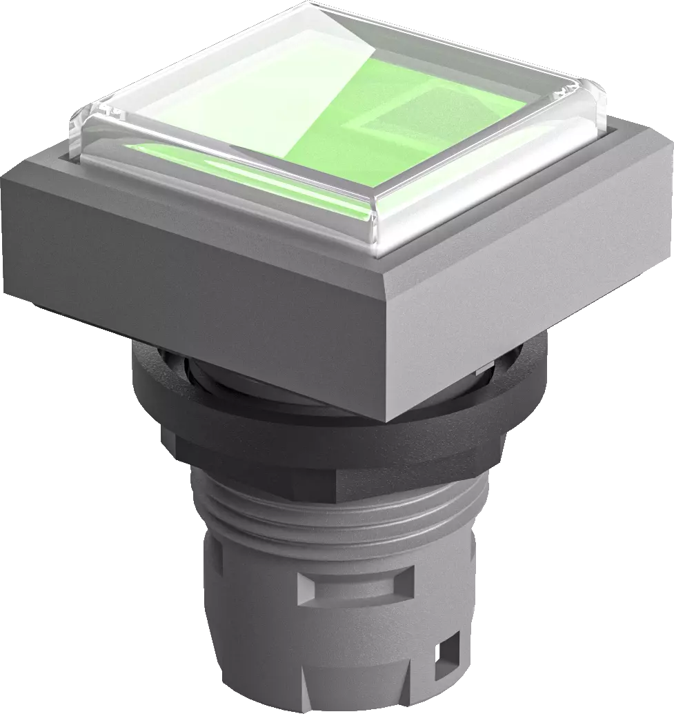 QXDMDGGN Pushbutton Head Green IP67 Square Illuminated 16mm panel