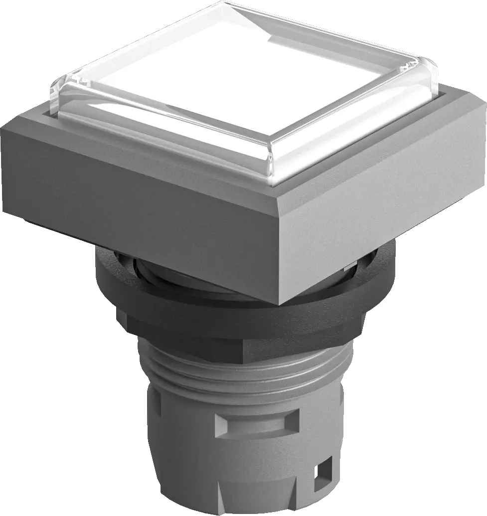 QXDMDGKL IP67 Illum Pushbutton Head square 16 mm cutout clear cap