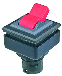 Industrial square toggle head 24x24mm IP65 red actuator bezel HMI QXJK Product Image
