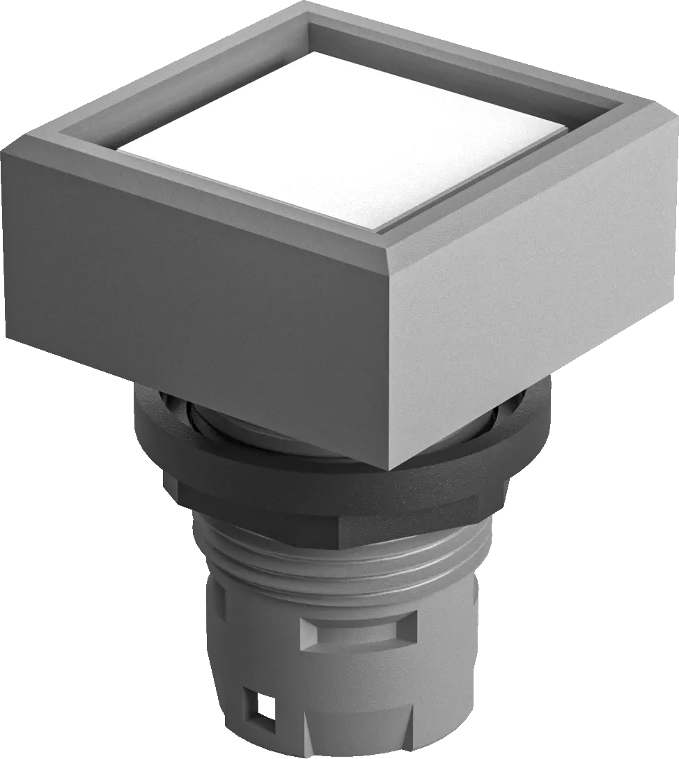 Square pilot light head for Signal Indicators rugged design clear