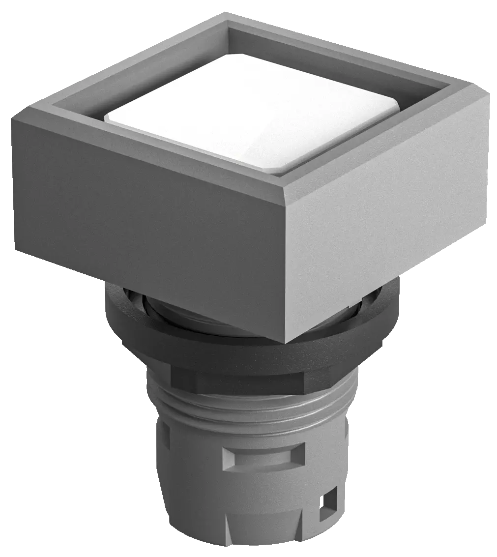 Square illuminated pushbutton switch IP65 16.2 mm cutout Class II
