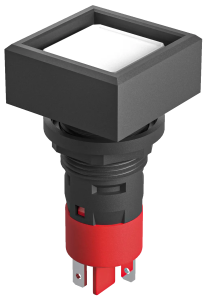 industrial pushbutton switch square 16.2 mm IP65 black white 1 NC QXTO Product Image