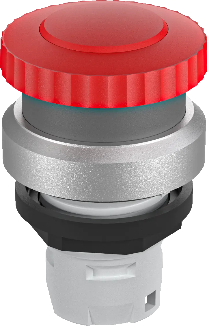 Illuminated emergency stop switch with mushroom head rugged body