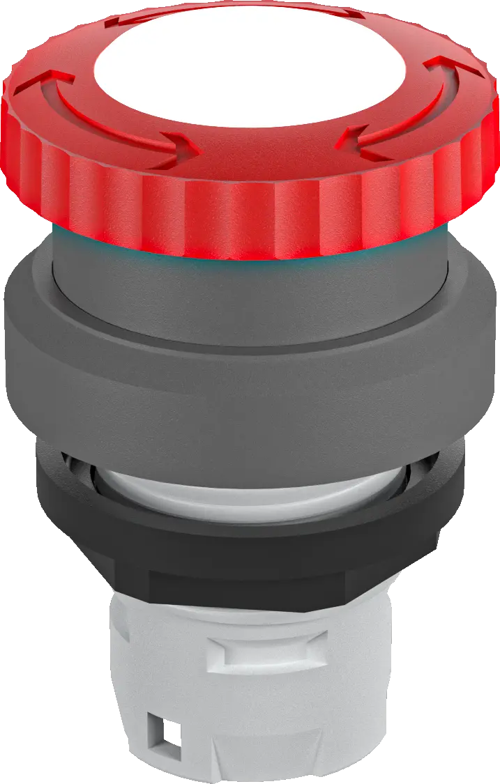 RKVLB E Stop Head Red Illuminated IP65 front twist release safety