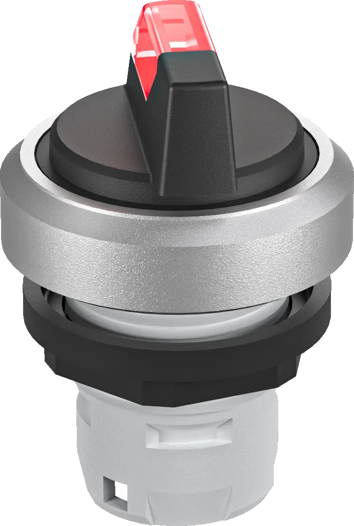 RKWALM_RT Red Lighted Selector Head IP65 Maint 2 Pos Silver Bezel