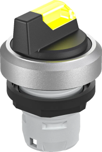 RKWCLM_GB Lit Selector Switch Head IP65 16.2mm Yellow Silver Trim RKWCLM_GB Product Image