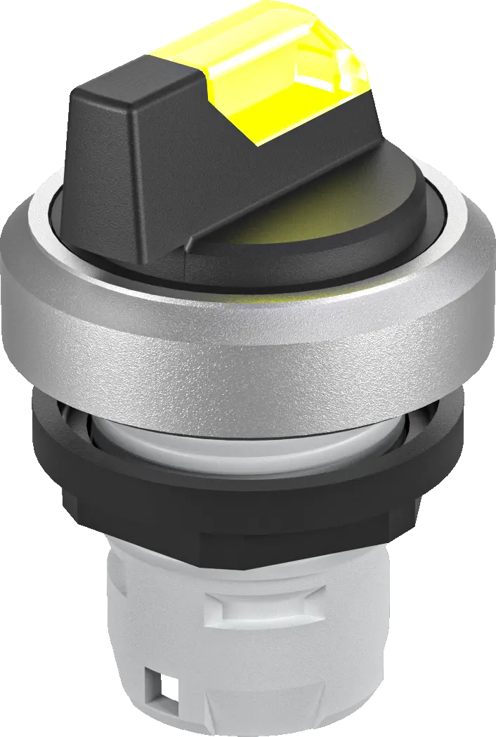 RKWCLM_GB Lit Selector Switch Head IP65 16.2mm Yellow Silver Trim