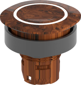 Burl Wood Decor Pushbutton IP65 LED 22.3 mm cutout rounded square RQJTLRE01 Product Image