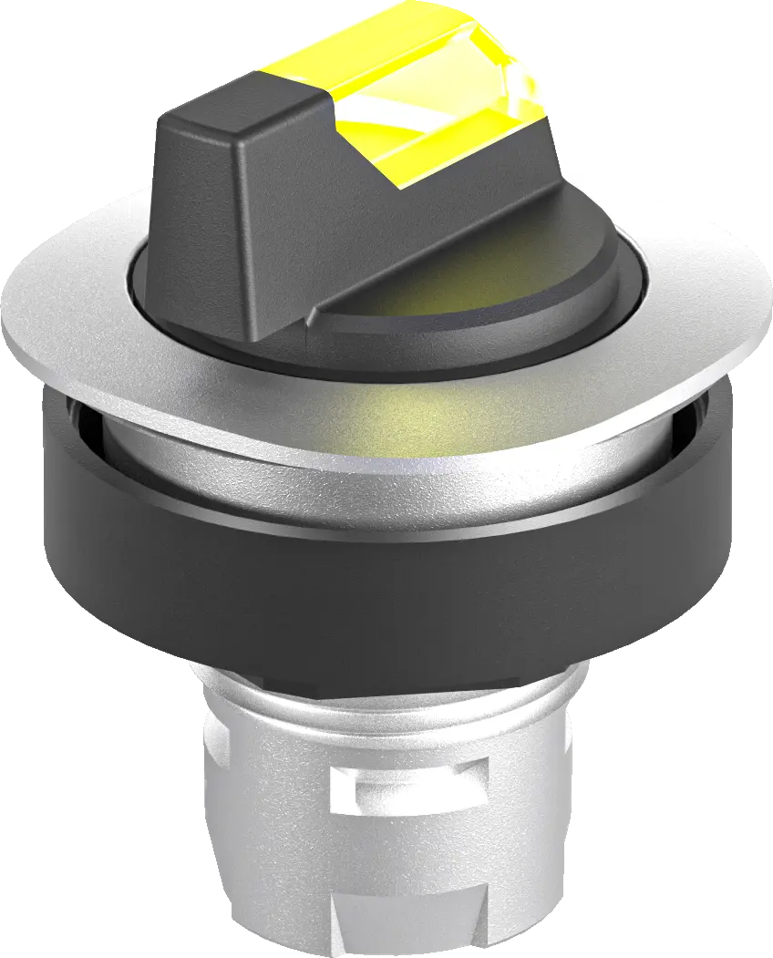 RQJWCL_GB IP65 Selector Switch Head yellow actuator silver bezel