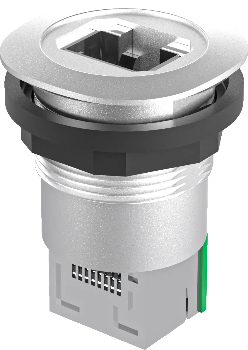 industrial RJ45 panel mount jack shielded Ethernet noise controls