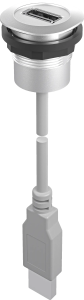 USB-A panel mount jack for control panels rugged industrial grade RQJ_USB Product Image