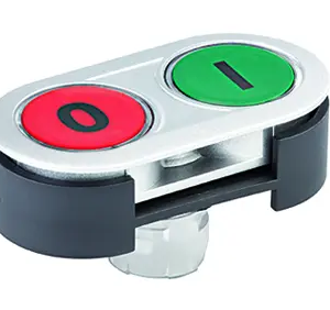 Illuminated red green pushbutton IP65 silver bezel industrial HMI