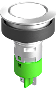 industrial pushbutton switch IP65 22 mm round silver bezel 1NO DC RRJTI Product Image