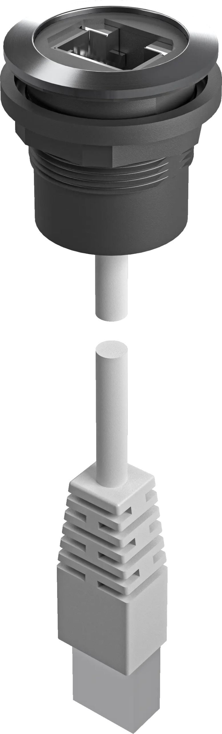 RRJVA_RJ45 Silver Round RJ45 Panel Jack, UL Certified
