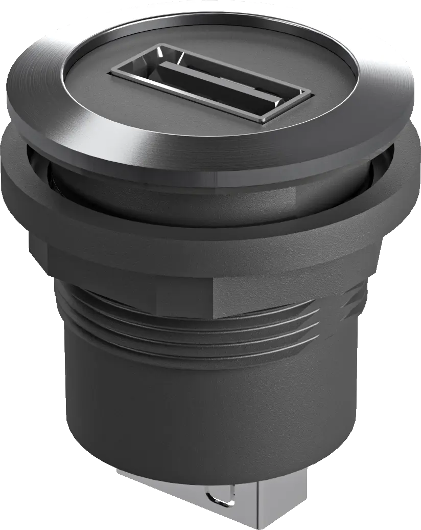 RRJVA_USB_AA Round USB Panel Mount Jack UL Certified