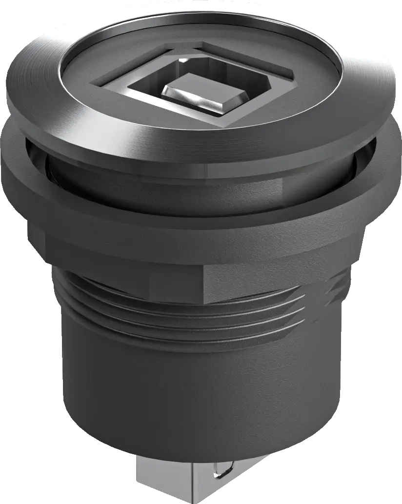 RRJVA_USB_BA Round USB Panel Mount Jack UL-Certified 22.3mm