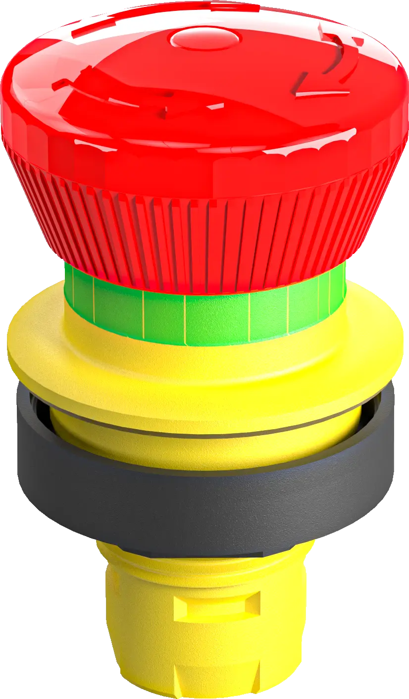 Illuminated emergency stop push button IP67 22.3 mm twist release
