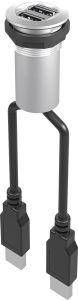RRJ_2USB3 Round USB 3 Panel Mount Jack, UL Certified, Silver RRJ_2USB3 Product Image