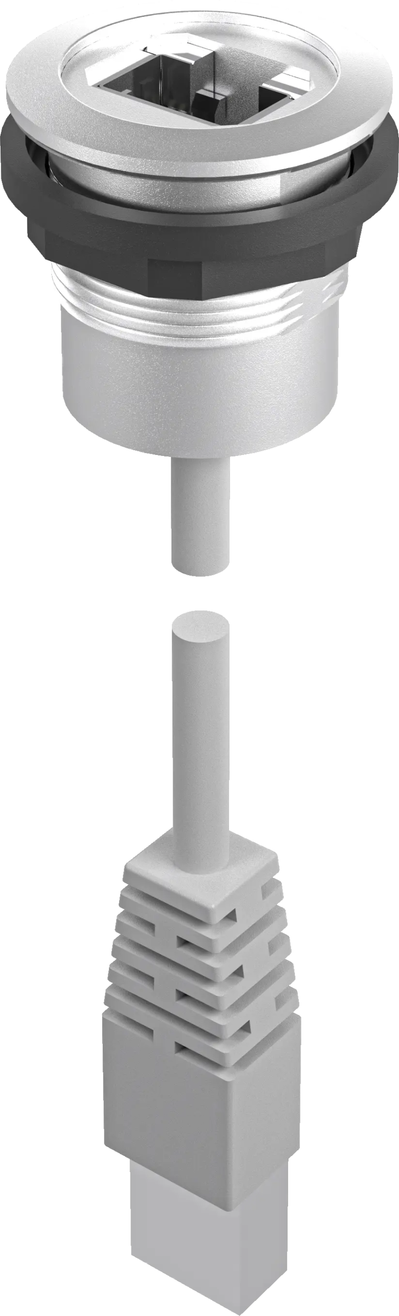 RRJ_RJ45 Round RJ45 Silver Panel Jack for Industrial Use
