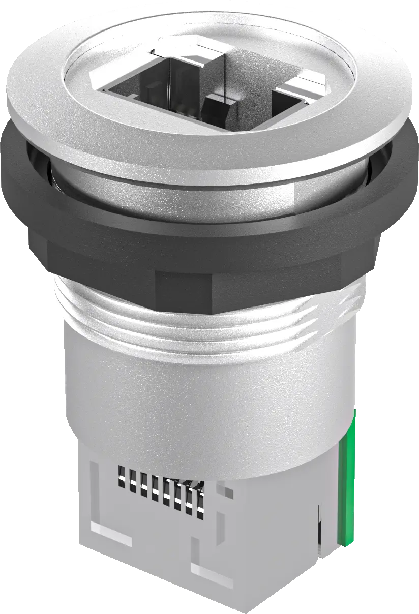 RRJ_RJ45_STB Silver RJ45 Panel Mount Jack for Automation