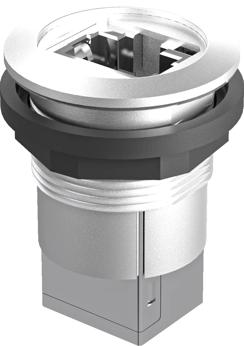 RRJ_RJ45_STBCAT6 Round RJ45 Panel Jack UL Certified 22.3mm