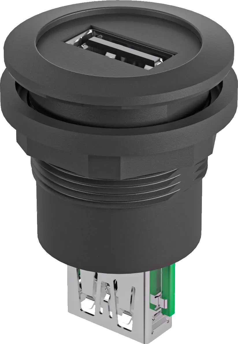 Panel Mount Jacks round USB 3 HMI control cabinet connector panel