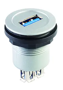 RRJ_USB3_AA Round USB 3 Panel Jack Silver UL Certified RRJ_USB3_AA Product Image