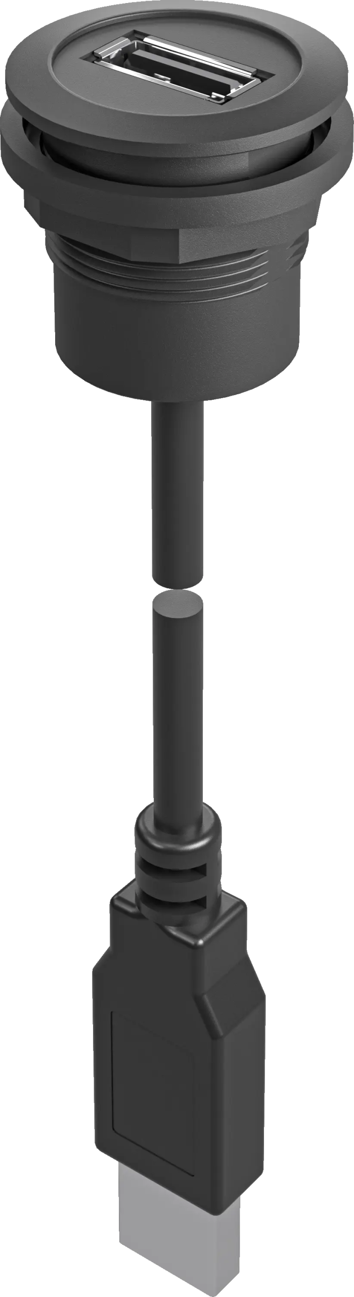 USB-A panel mount jack for HMIs cabinets and control doors rugged