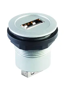 RRJ_USB_AA Silver USB Panel Mount Jack, UL Certified 22.3mm RRJ_USB_AA Product Image