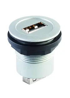 RRJ_USB_AA Silver USB Panel Mount Jack, UL Certified 22.3mm