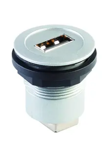 RRJ_USB_AB Round Silver USB Panel Jack UL Certified RRJ_USB_AB Product Image