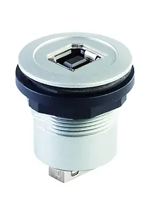 RRJ_USB_BA Silver USB Panel Mount Jack for HMI Systems