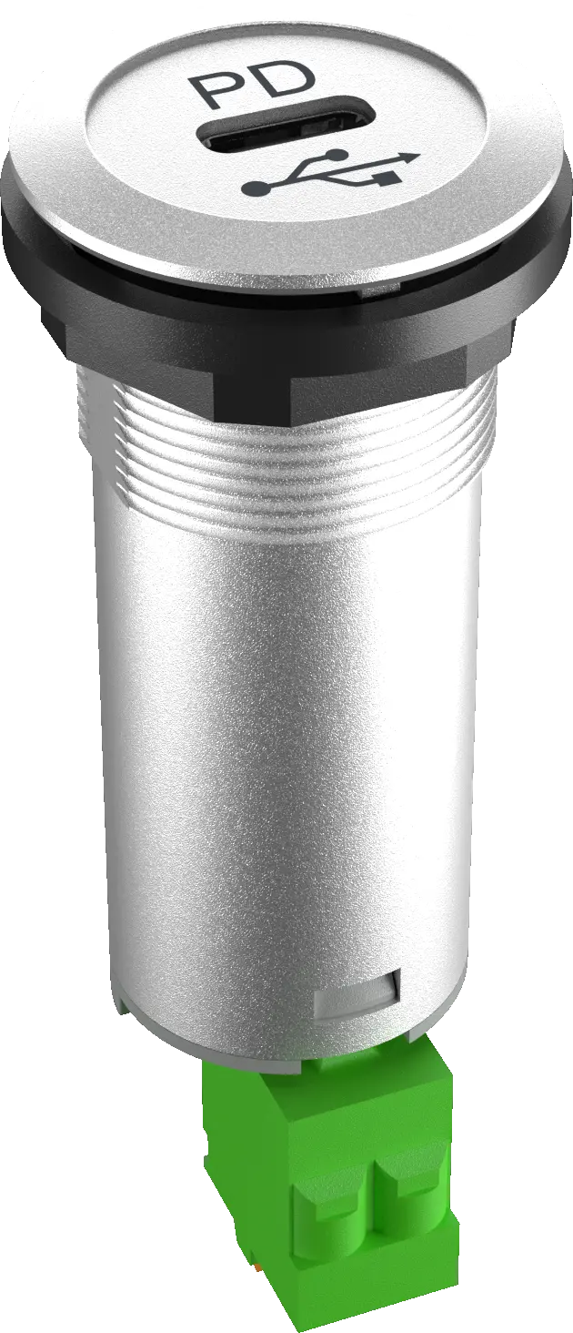 RRJ_USB_C_PD USB-C Silver Panel Jack, CE Certified, 22.3mm