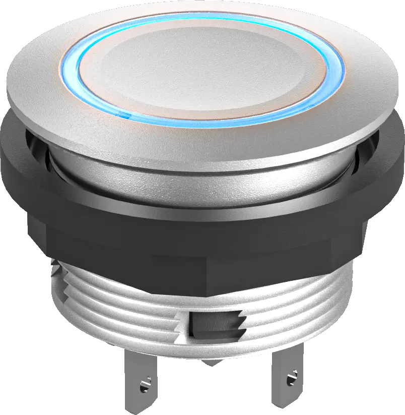 SCTLRBF1172 Illuminated Pushbutton IP67 Blue LED Silver Bezel DNV