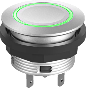 IP67 illuminated pushbutton silver bezel green LED 22.3mm DNV 1CO SCTLRGF Product Image