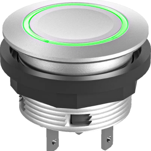 IP67 illuminated pushbutton silver bezel green LED 22.3mm DNV 1CO SCTLRGF Product Image