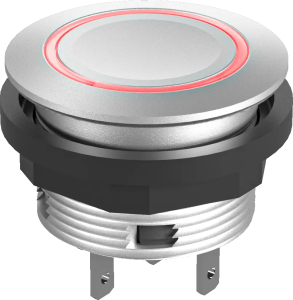 IP67 red LED pushbutton silver bezel round DNV 22.3 mm cutout fit SCTLRRF Product Image