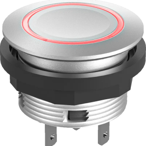 IP67 red LED pushbutton silver bezel round DNV 22.3 mm cutout fit SCTLRRF Product Image